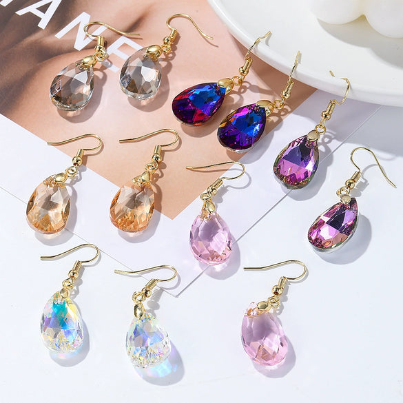 Jewelry Crystal Light Luxury Geometric Water Drop Earrings For Women