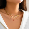 Jewelry Crystal Star Choker Necklace Metal Snake Bone Chain Geometric Electroplating Style