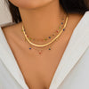 Jewelry Crystal Star Choker Necklace Metal Snake Bone Chain Geometric Electroplating Style