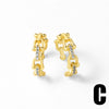 Jewelry Cshaped Zircon Goldplated Pierced Ear Bone Clip Earrings Copper Geometric Light Luxury Electroplated