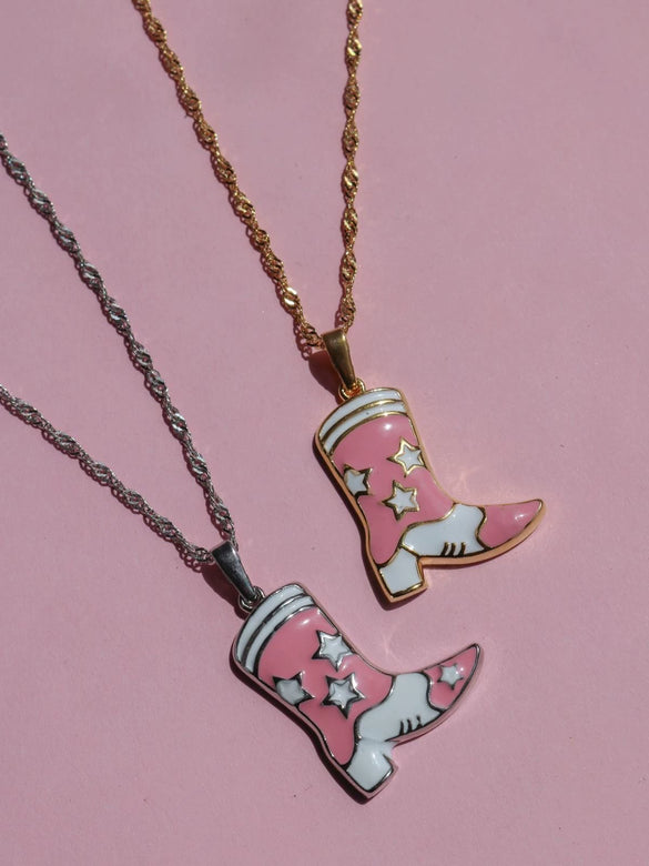 Jewelry Denim Boots Cowboy Hat Pendant Necklace Retro Style Copper Titanium Steel Geometric Pattern Furnace Vacuum Plating Electroplating