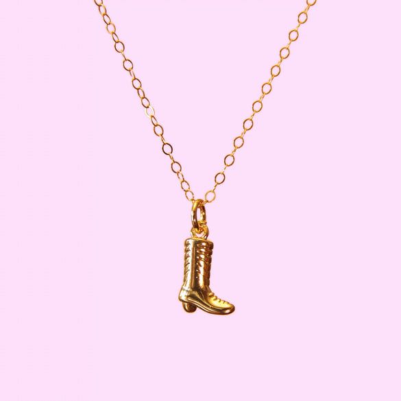 Jewelry Denim Boots Cowboy Hat Pendant Necklace Retro Style Copper Titanium Steel Ochain Furnace Vacuum Plating Electroplating 18K Real Gold For Women