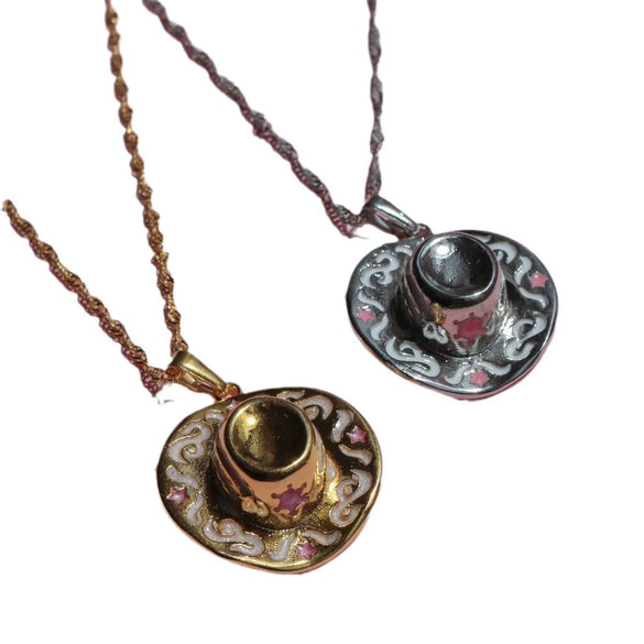 Jewelry Denim Boots Cowboy Hat Pendant Necklace Retro Style Copper Titanium Steel Ochain Furnace Vacuum Plating Electroplating 18K Real Gold For Women