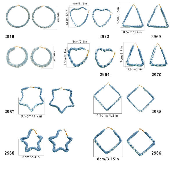 Jewelry Denim Geometric Heart Star Shape Handmade Ring Earring