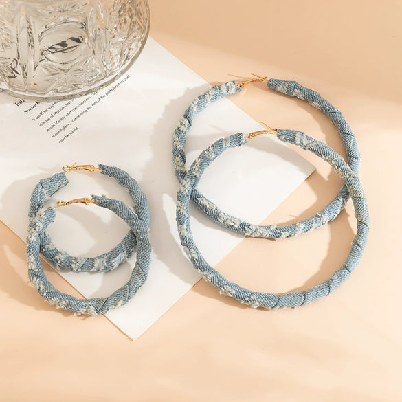 Jewelry Denim Geometric Heart Star Shape Handmade Ring Earring