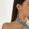 Jewelry Denim Printed Cloth Metal Pure Handmade Geometric Hoop Earrings For Women