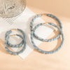 Jewelry Denim Printed Cloth Metal Pure Handmade Geometric Hoop Earrings For Women