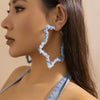Jewelry Denim Printed Cloth Metal Pure Handmade Geometric Hoop Earrings For Women