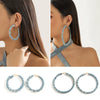 Jewelry Denim Printed Cloth Metal Pure Handmade Geometric Hoop Earrings For Women