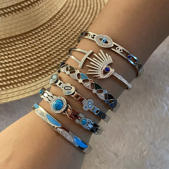Jewelry Devil's Eye Bracelet Stainless Steel Electroplated Bohemian Fashion