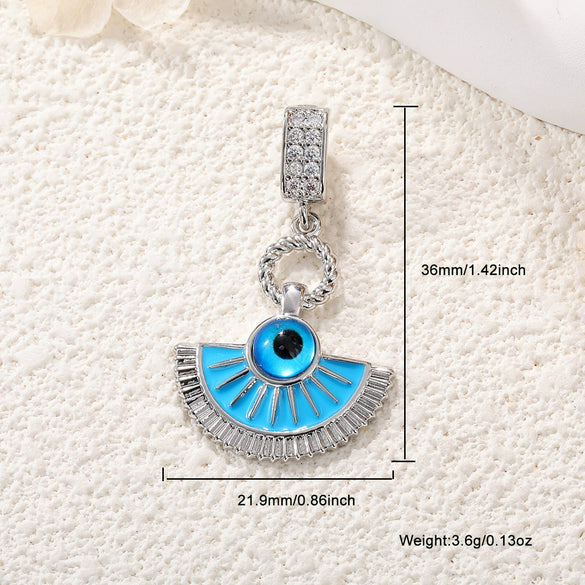 Jewelry Devil's Eye Pendant Bracelet Necklace Copper Gold Plated Inlay
