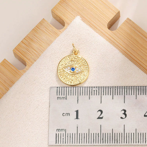 Jewelry Devil's Eye Pendant Bracelet Necklace Copper Gold Plated Inlay