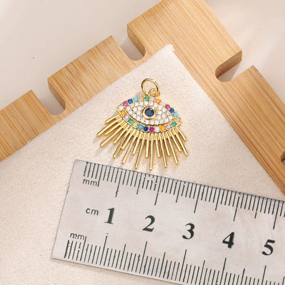 Jewelry Devil's Eye Pendant Bracelet Necklace Copper Gold Plated Inlay