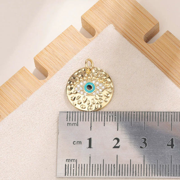Jewelry Devil's Eye Pendant Bracelet Necklace Copper Gold Plated Inlay