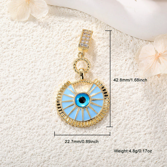 Jewelry Devil's Eye Pendant Bracelet Necklace Copper Gold Plated Inlay