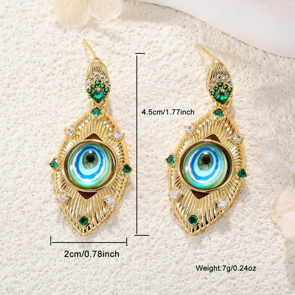 Jewelry Devil's Eye Pendant Bracelet Necklace Copper Gold Plated Inlay