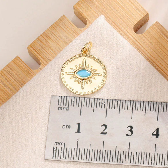 Jewelry Devil's Eye Pendant Bracelet Necklace Copper Gold Plated Inlay