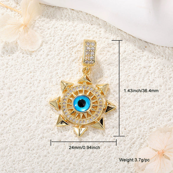 Jewelry Devil's Eye Pendant Bracelet Necklace Copper Gold Plated Inlay