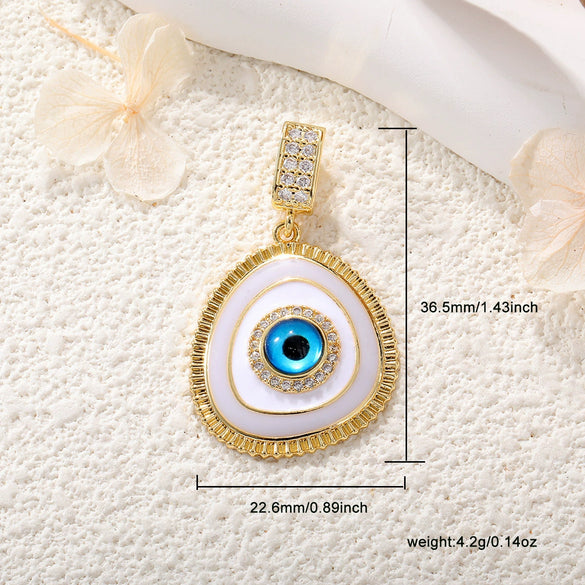 Jewelry Devil's Eye Pendant Bracelet Necklace Copper Gold Plated Inlay