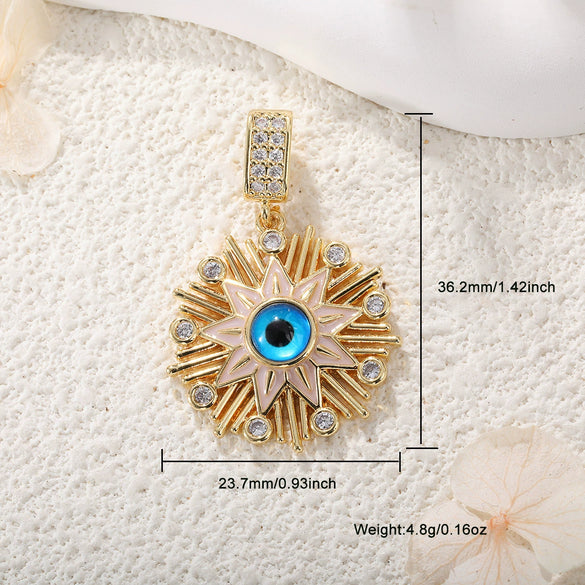 Jewelry Devil's Eye Pendant Bracelet Necklace Copper Gold Plated Inlay