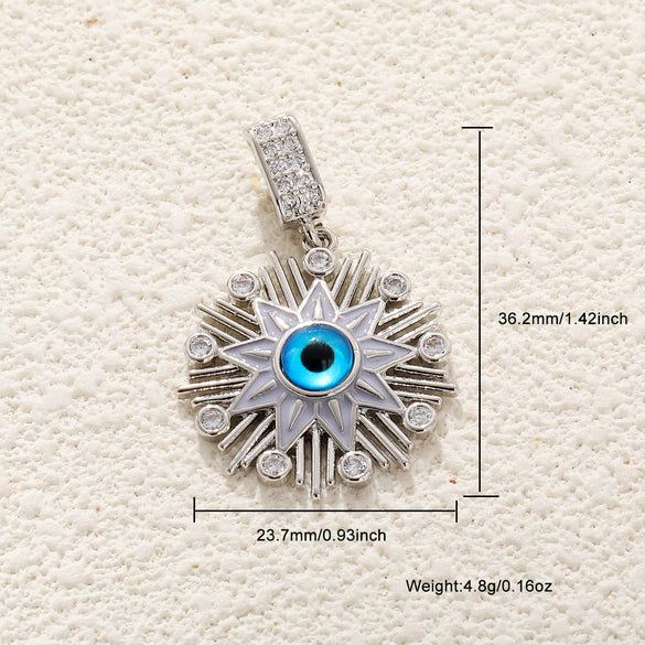 Jewelry Devil's Eye Pendant Bracelet Necklace Copper Gold Plated Inlay