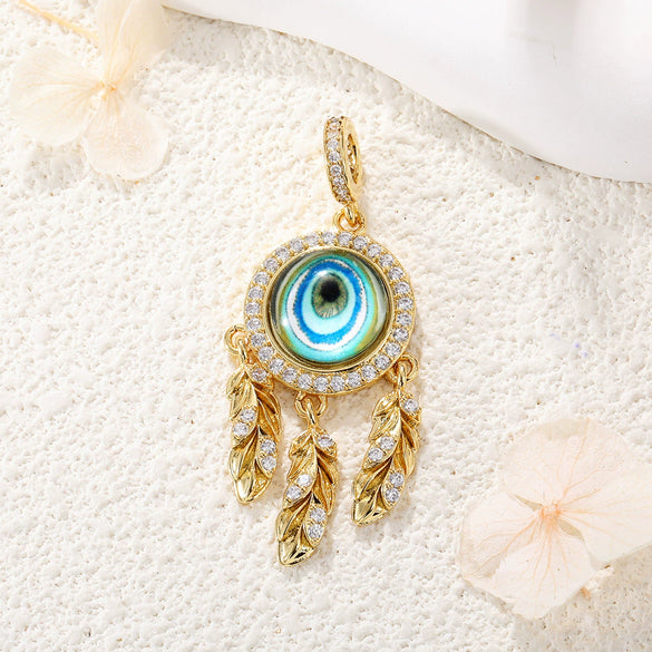 Jewelry Devil's Eye Pendant Bracelet Necklace Copper Gold Plated Inlay