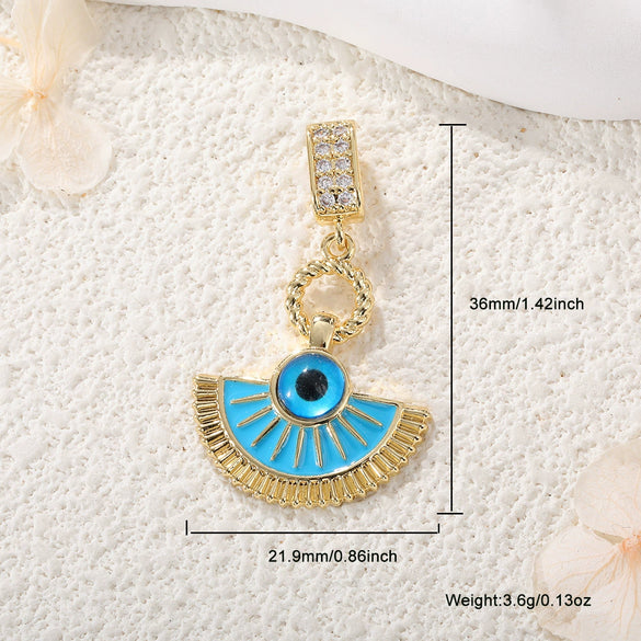 Jewelry Devil's Eye Pendant Bracelet Necklace Copper Gold Plated Inlay