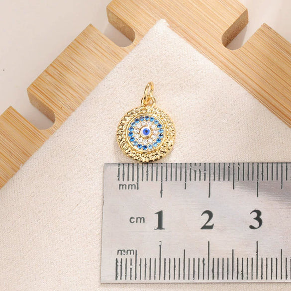 Jewelry Devil's Eye Pendant Bracelet Necklace Copper Gold Plated Inlay
