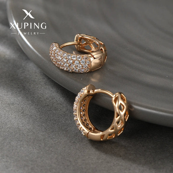 Jewelry Diamond Hoop Round Earrings Geometric Style Electroplating