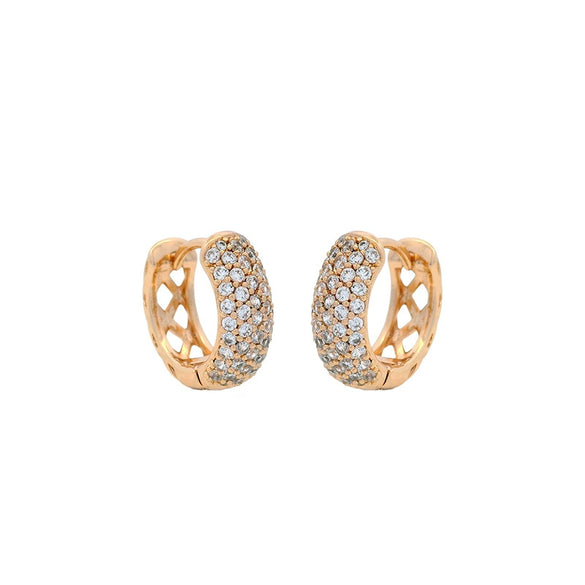 Jewelry Diamond Hoop Round Earrings Geometric Style Electroplating