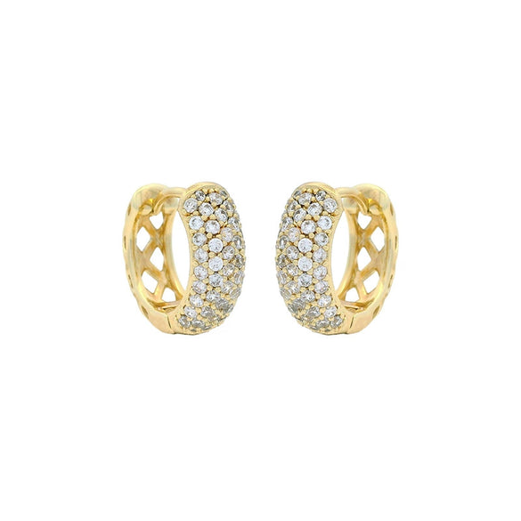 Jewelry Diamond Hoop Round Earrings Geometric Style Electroplating