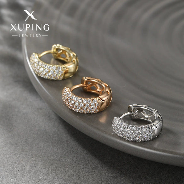 Jewelry Diamond Hoop Round Earrings Geometric Style Electroplating