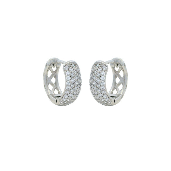 Jewelry Diamond Hoop Round Earrings Geometric Style Electroplating