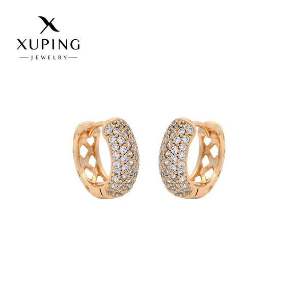 Jewelry Diamond Hoop Round Earrings Geometric Style Electroplating