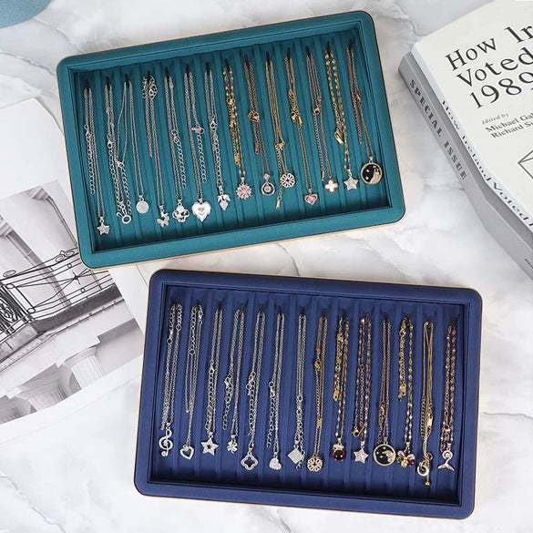 Jewelry Display Plate And Box Pu Leather Solid Color For Pendant Bracelet Earrings Necklace