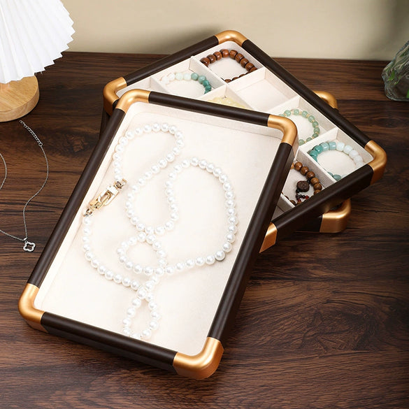 Jewelry Display Plate Imitation Wood Geometric Shape Splicing Highend Luxury For Ring Earrings Storage