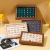 Jewelry Display Plate Walnut Wood Geometric Splicing Velvet Luxury