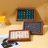 Jewelry Display Plate Walnut Wood Geometric Splicing Velvet Luxury