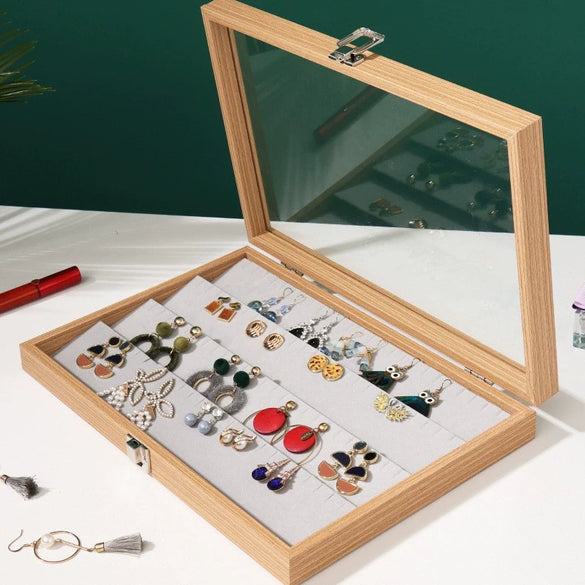 Jewelry Display Tray Rosewood Wood Flannel