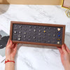 Jewelry Display Tray Wood Splicing Geometric Style Walnut Color Flannel