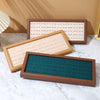 Jewelry Display Tray Wood Splicing Geometric Style Walnut Color Flannel