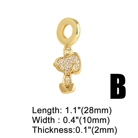 Jewelry Diy Accessories Copper Heart Giraffe Pendant Hand Bracelet Geometric Pattern Electroplated