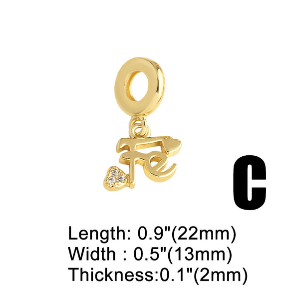 Jewelry Diy Accessories Copper Heart Giraffe Pendant Hand Bracelet Geometric Pattern Electroplated
