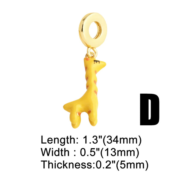 Jewelry Diy Accessories Copper Heart Giraffe Pendant Hand Bracelet Geometric Pattern Electroplated