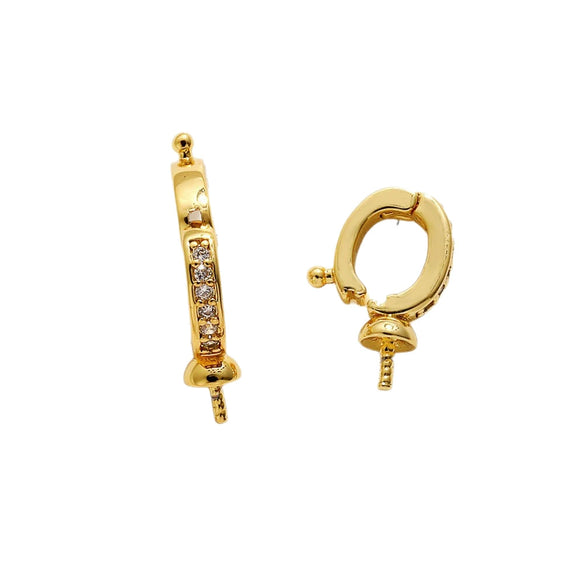 Jewelry Diy Accessories Copper Zirconium Pearl Necklace Buckle Bracelet Pendant Buckle With Geometric Style Electroplating