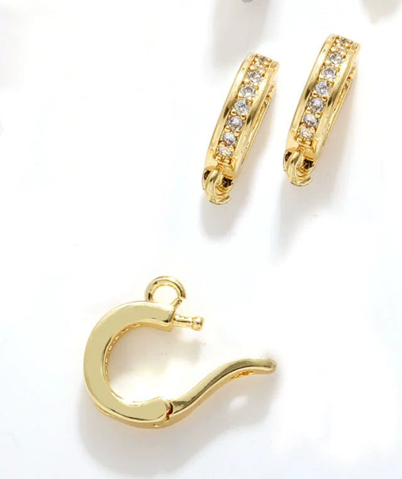 Jewelry Diy Accessories Copper Zirconium Pearl Necklace Buckle Bracelet Pendant Buckle With Geometric Style Electroplating