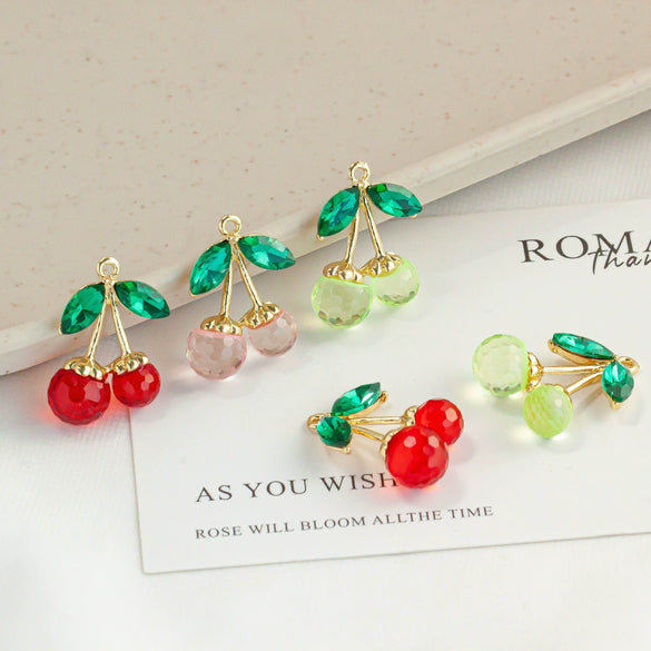 Jewelry Diy Pendant Mobile Phone Rope Pendant Accessories Cherry Shape Plastic Resin Electroplated