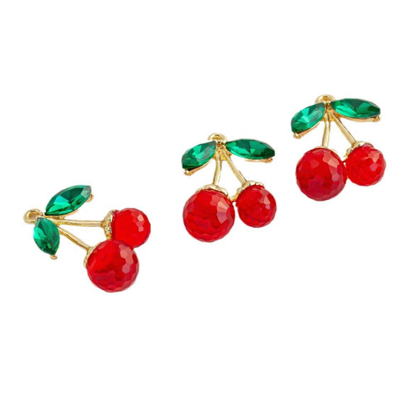 Jewelry Diy Pendant Mobile Phone Rope Pendant Accessories Cherry Shape Plastic Resin Electroplated