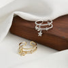 Jewelry Double Layer Adjustable Opening Ring S925 Sterling Silver Star Moon Element Electroplated
