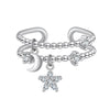 Jewelry Double Layer Adjustable Opening Ring S925 Sterling Silver Star Moon Element Electroplated